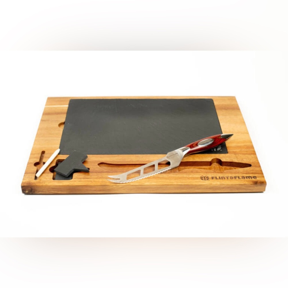 Flint & Flame Wood & Slate Cheeseboard With Cheese Knife - $239 new
